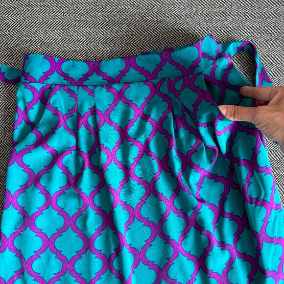 Purple & Teal Geometric Print Mini Skirt Tie Waist - Picture 14 of 15